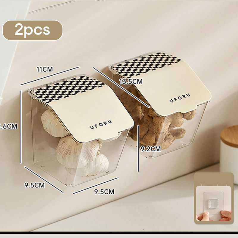 KS Storage basket kitchen fresh ginger pepper storage box punch-free wall-mounted household onion ginger garlic storage box
