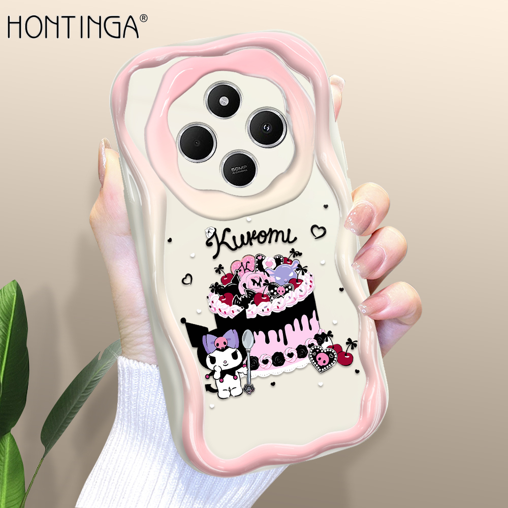 Hontinga for Redmi 14C Back Cover Cartoon Kuromi Pattern Soft Texture Phone Case Wavy Edge Silicone Cover. 