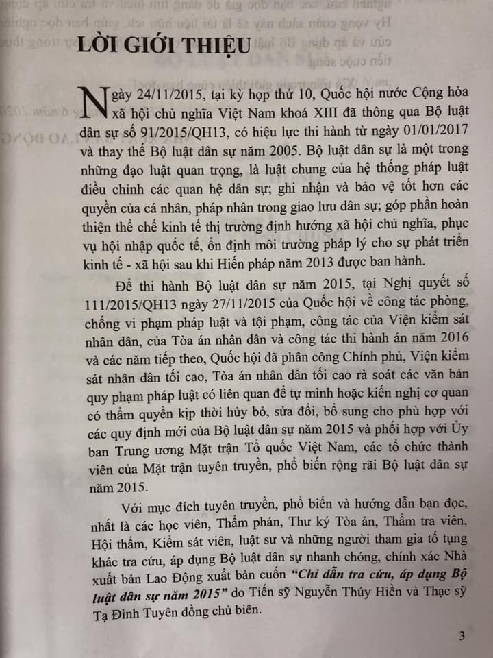 Chỉ dẫn tra cứu, áp dụng Bộ luật dân sự năm 2015