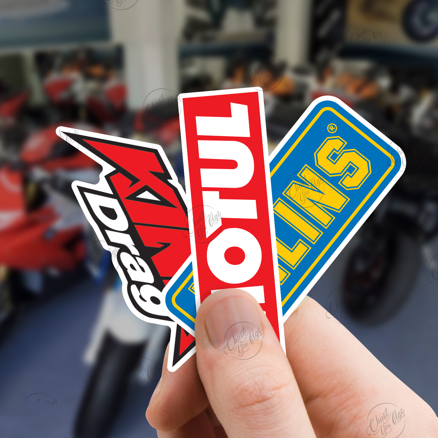 Combo 20 logo tem decal dán xe không trùng