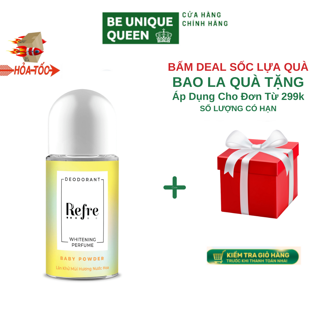 [MẪU MỚI NHẤT] Lăn khử mùi Refre dưỡng trắng hương phấn thơm 40ml