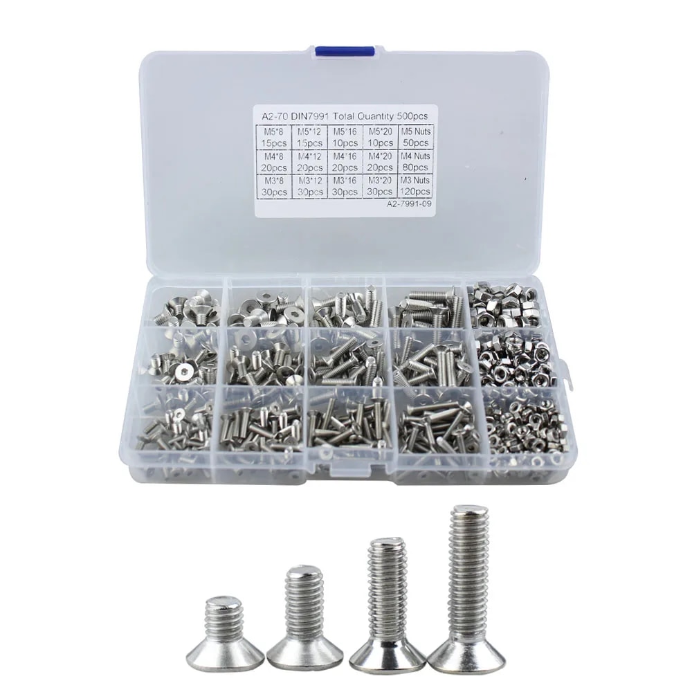 【Trending】 M3 M4 M5 Hex Button Socket Cap Screw Nut Hexagon Metric Thread Machine Bolt Assortment Kit Set 304 Stainless Steel