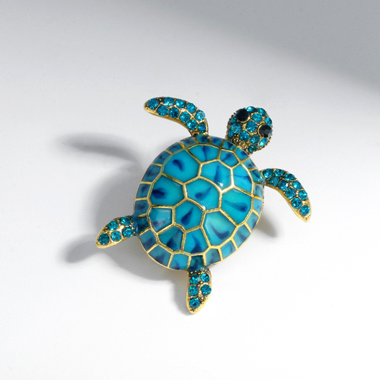 Turtle Shell Bling Swowski Sea Turtle Brooch Oil-dripping Rhinestone Animal Shape Retro ...