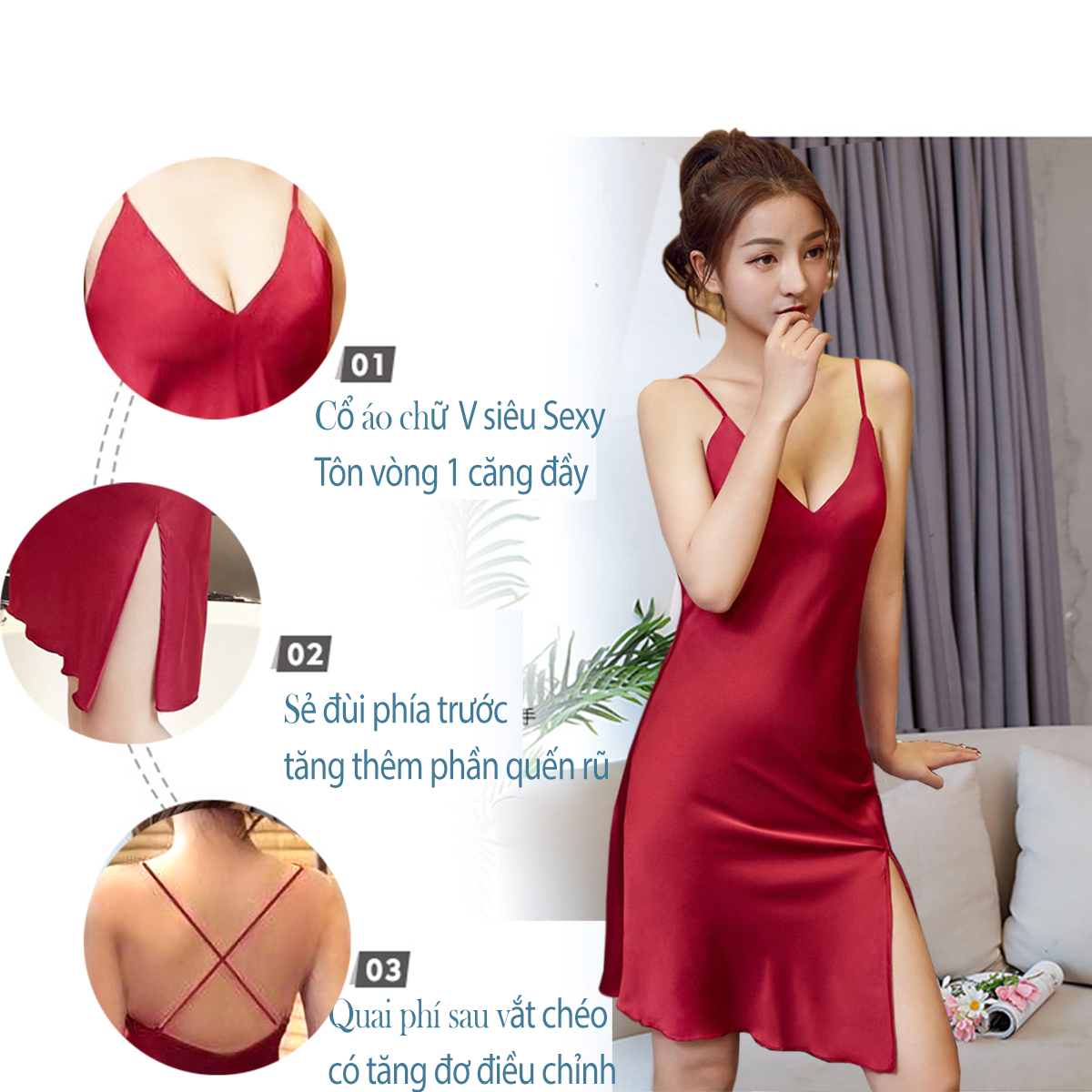 Xả Hàng Đầm 2 Dây - Đầm Lụa Xẻ Đùi Sexy
