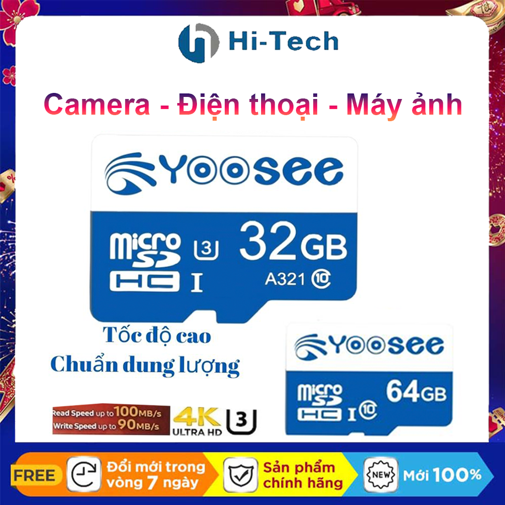 Thẻ nhớ Yoosee 32Gb class 10 U3, tốc độ cao, dùng cho camera wifi, camera  hành trình, camera yoosee, camera imou, camera v380 pro, camera ezviz