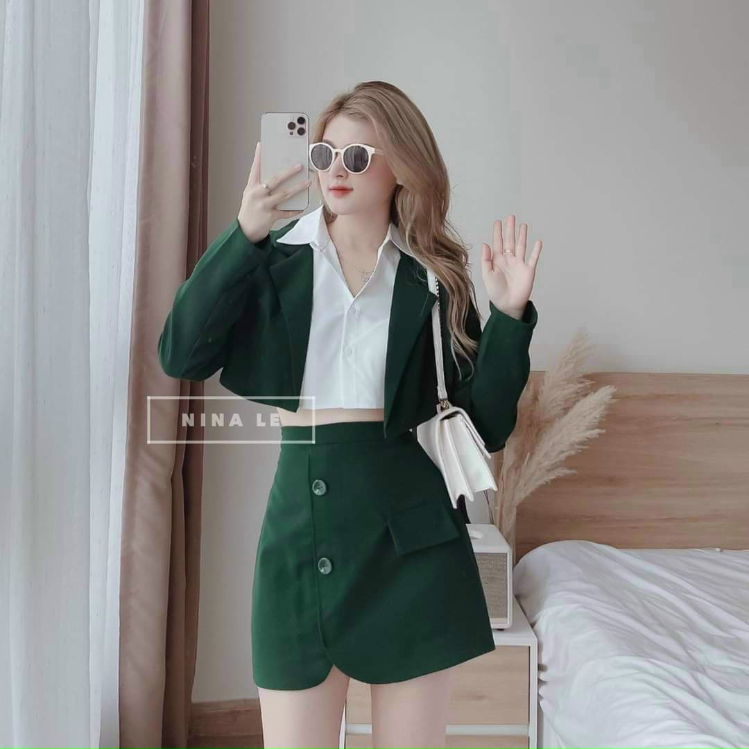 Sét Đồ 3 Món (chân váy có lót) Sang Chảnh