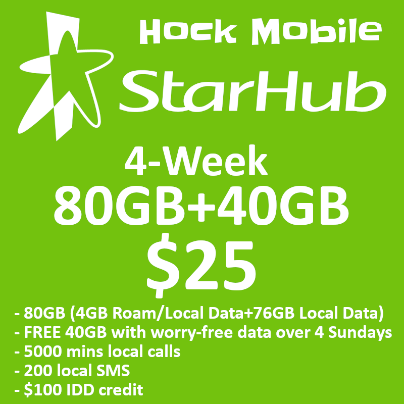 Afstemning marxisme Pjece Starhub $25 4-Week 80GB+40GB Data Plan / Topup / Renew | Lazada Singapore