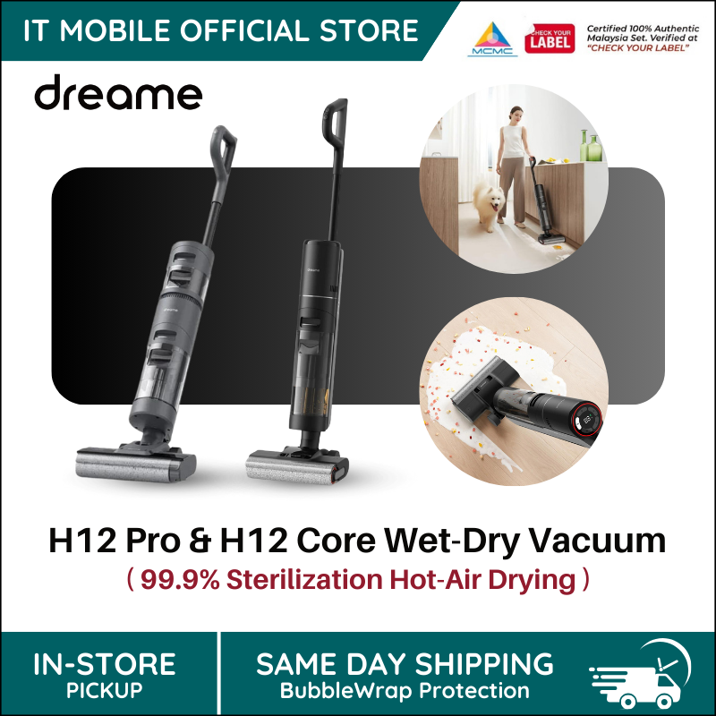 Dreame H12 Pro / H12 Core Wet and Dry Cordless Vacuum Cleaner, 99.9%  Sterilization, Hot-Air Drying