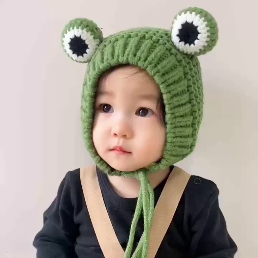 Mũ Len dệt kim hình ếch con xinh xắn (dành cho bé từ 6 - 36 tháng tuổi)