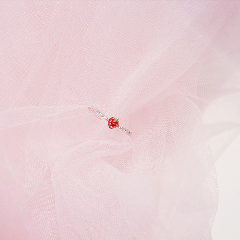 %E3%80%90Wildfolk%20Studio%E3%80%91%E3%80%90Nextvance%20Jewellry%20MALL%E3%80%91Trendy%20Cutie%20Sweet%20Cherry%20Strawberry%20Crystal%20Metal%20Silver%20Color%20Layer%20Finger%20Ring%20Adjustable%20For%20Women%20Jewelry%20Girl%20-%20Image%202