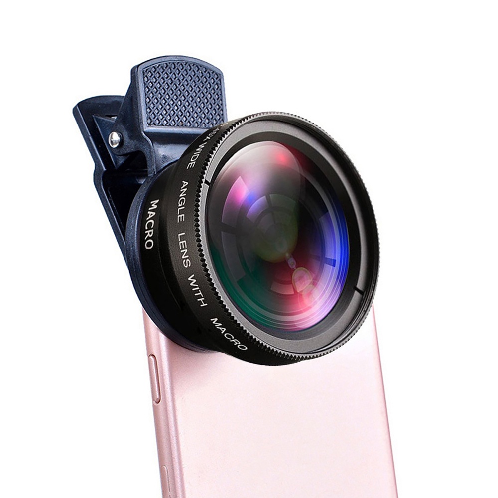 Wide angle lens macro lens with clip for phones 37mm 0.45x 49uv wide angle+macro 2 in 1 mobile phone lens