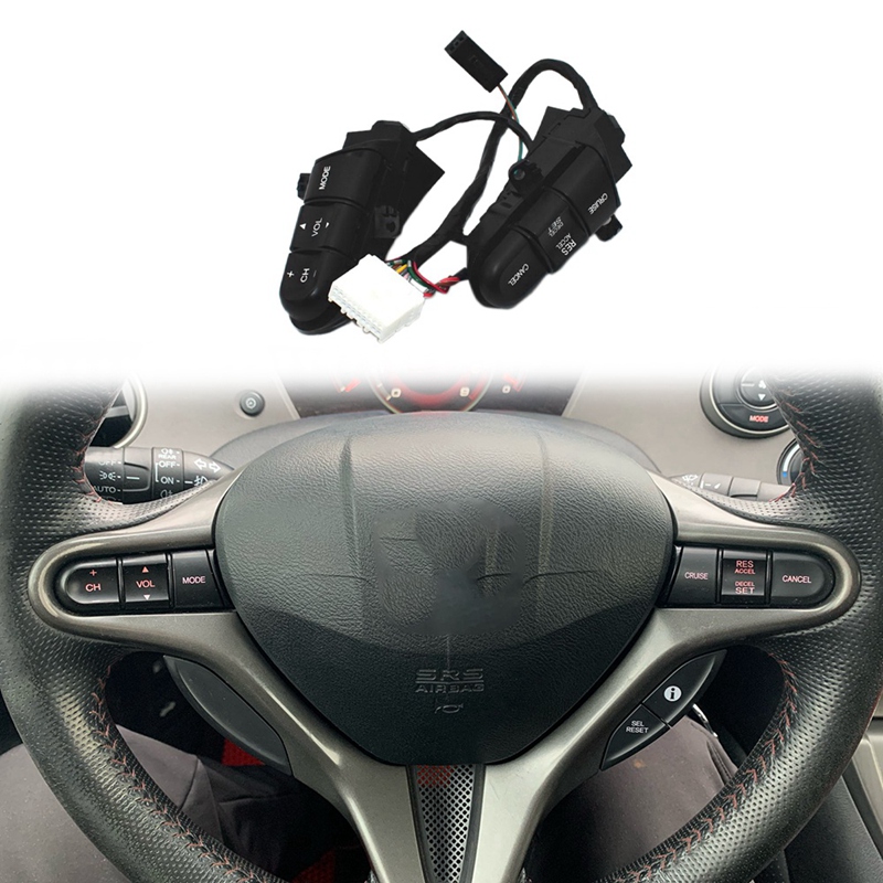 Car Multi-Function Steering Wheel Switch Button Cruise Control Button with Orange Backlight for Honda Civic 2006-2011