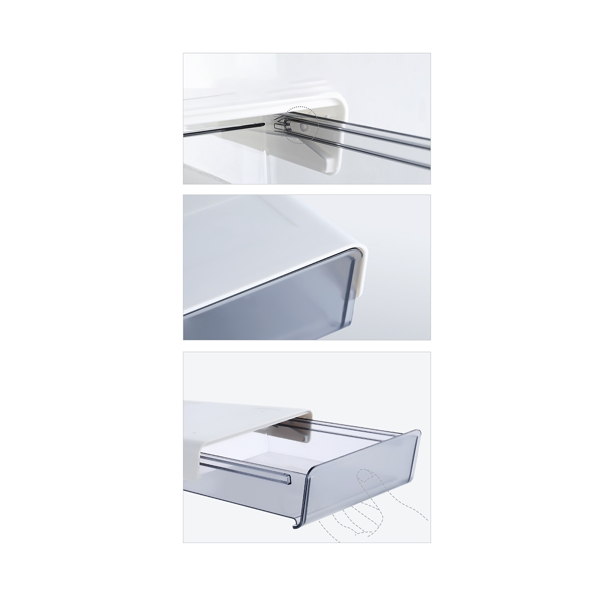 Under Desk Drawer Organizer No-Punch Strong Under Table Storage Box Grocery Storage