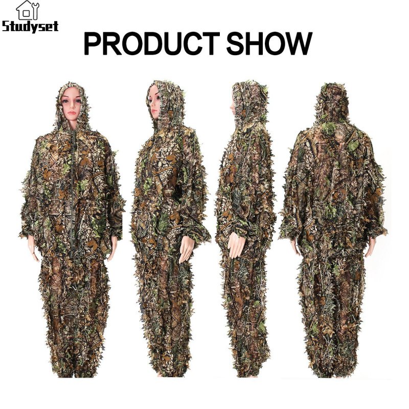 Maple Leaf Hooded 3D Bionic Training Uniform Military Sniper Cloak  Camouflage Clothing