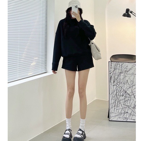 Bộ nỉ cotton thu đông cao cấp hàng xuất hàn dư, oversize nam nữ mã DRY 7718