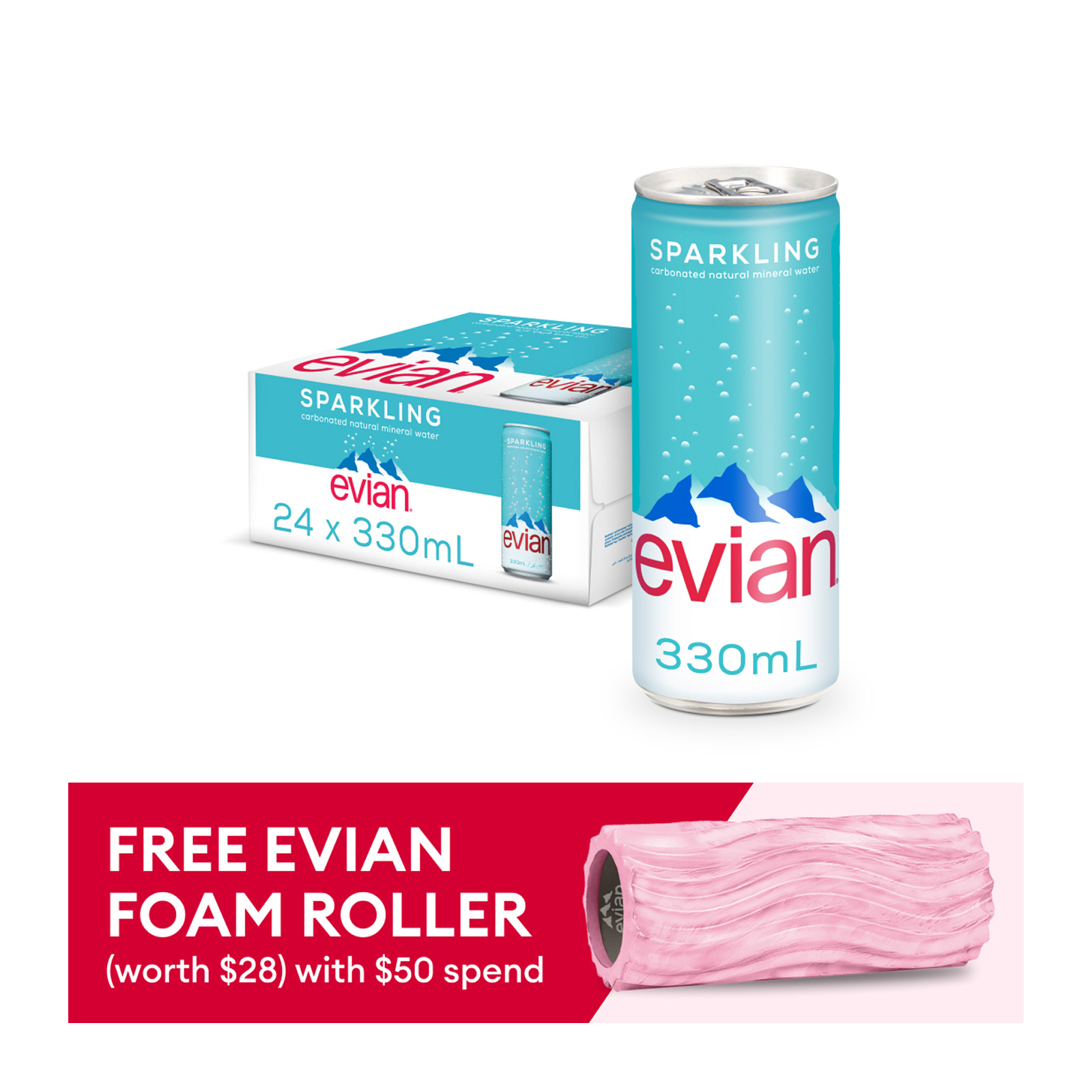 Buy EVIAN NATURAL MINERAL WATER, 330 ml (Pack of 20) 