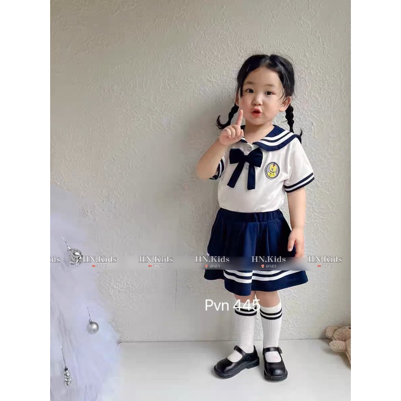 [SET BÉ GÁI] Bộ học sinh thuỷ thủ phối nơ xinh xắn cho bé gái (10-28kg)