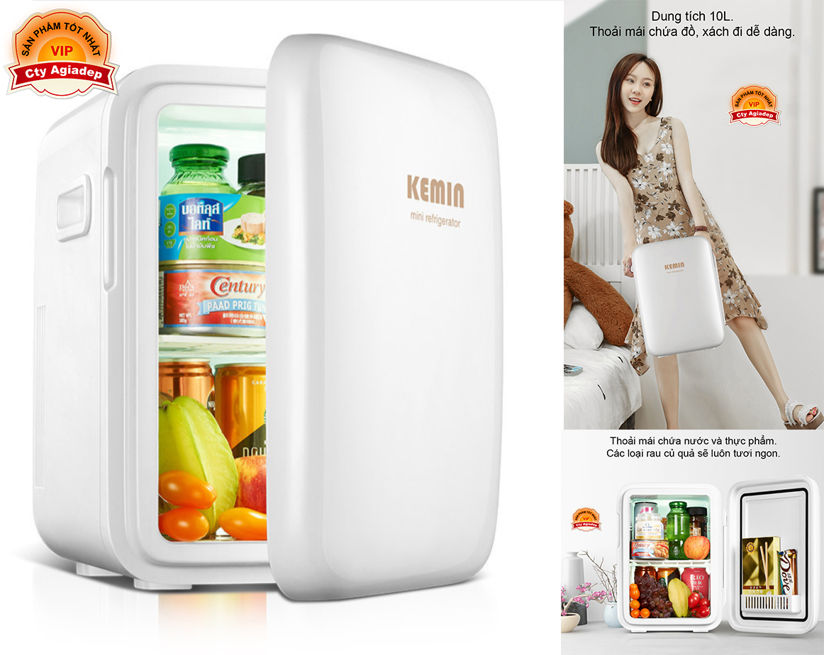 Tủ lạnh nhỏ 10L KEMIN dùng xe hơi ô tô trong nhà 2 chiều nóng lạnh
