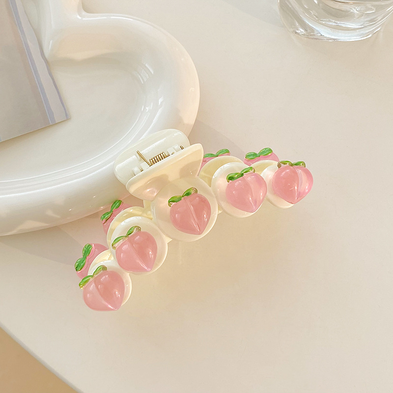 Kẹp tóc hình quả đào hồng nơ gấu trong suốt cho nữ hàn quốc K88