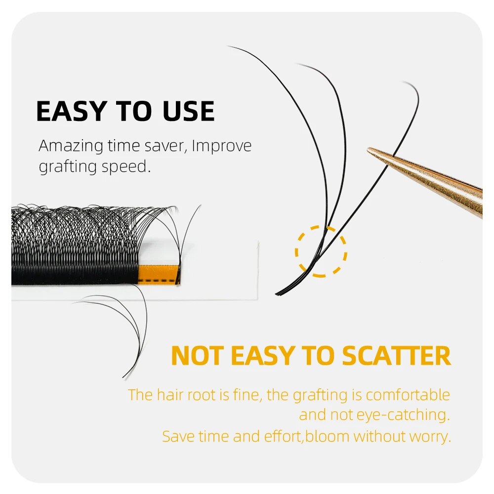 MASSCAKU W Shape Hand Waved 3D 4D 5D 6D Premade Fans Eyelash Extension Soft Light Individual Automatic Flowering Natural lashes. 