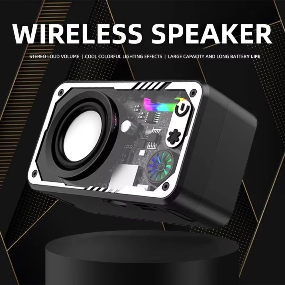 Bass Boost RGB Light Transparent Mecha Speaker Colorful LED Lighting ...