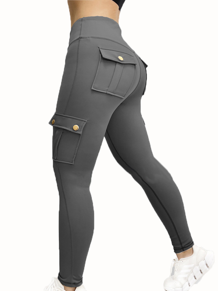 【Support-Cod】 Pockets Gym Leggings Women High Waist Fashion Fitness Pants Skinny Stretch Outdoors Comfortable Sport Leggings.
