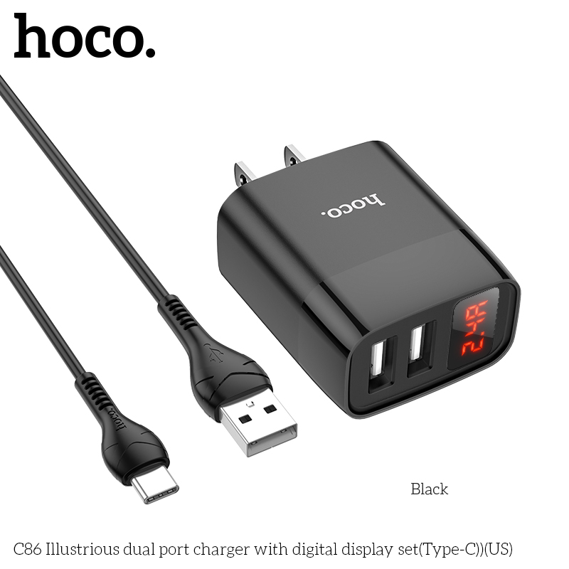 Cóc (Cổng) Sạc Nhanh Hoco HK2 plus/ Bộ sạc C86 3.4A 2 cổng USB