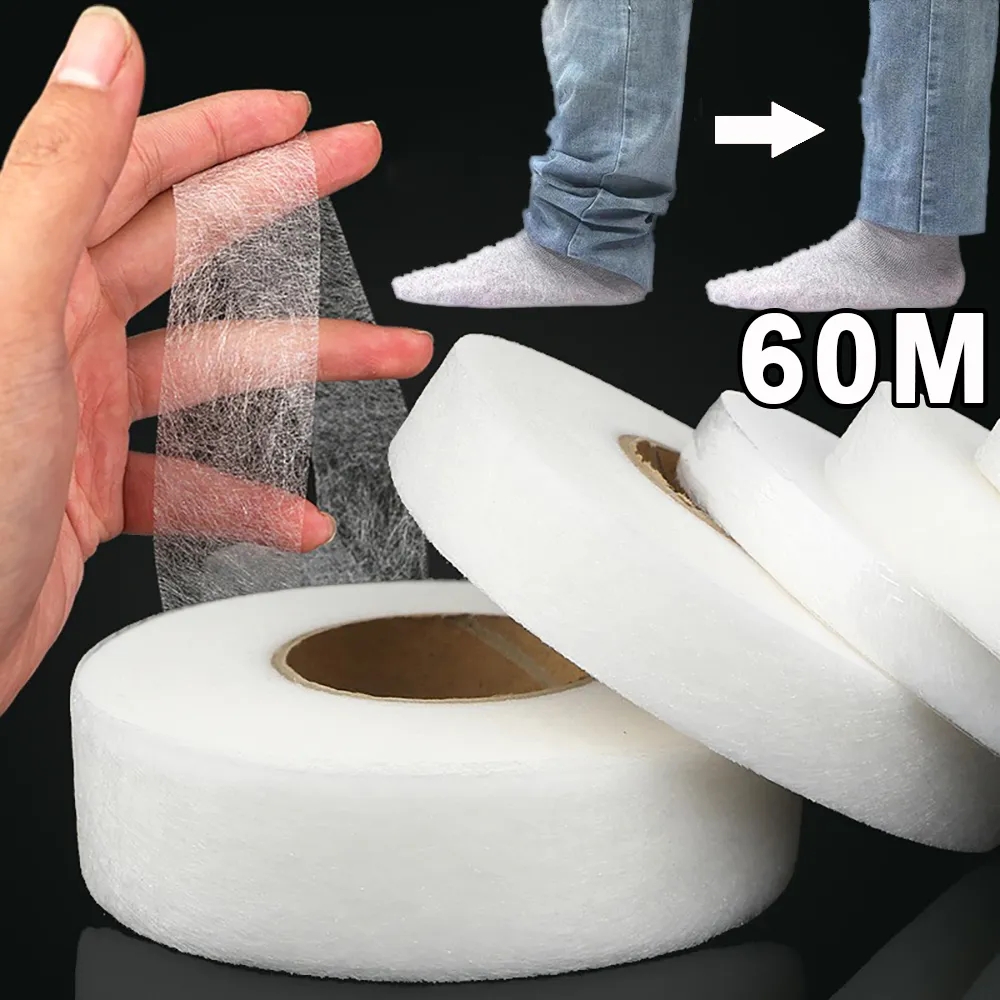 60M Double Sided Interlining Fabric Adhesive Fabric DIY Sewing Fabric Garment Bonded Cloth Interlining Cloth Sewing Accessories