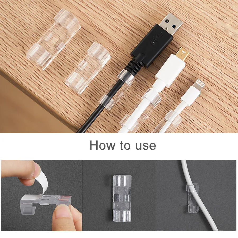 【Must-have】 20PCS Self Stick Cable Clips Organizer Fixed Wire Clamp For Table Wall Fixer Fastener Holder on Data Line. 