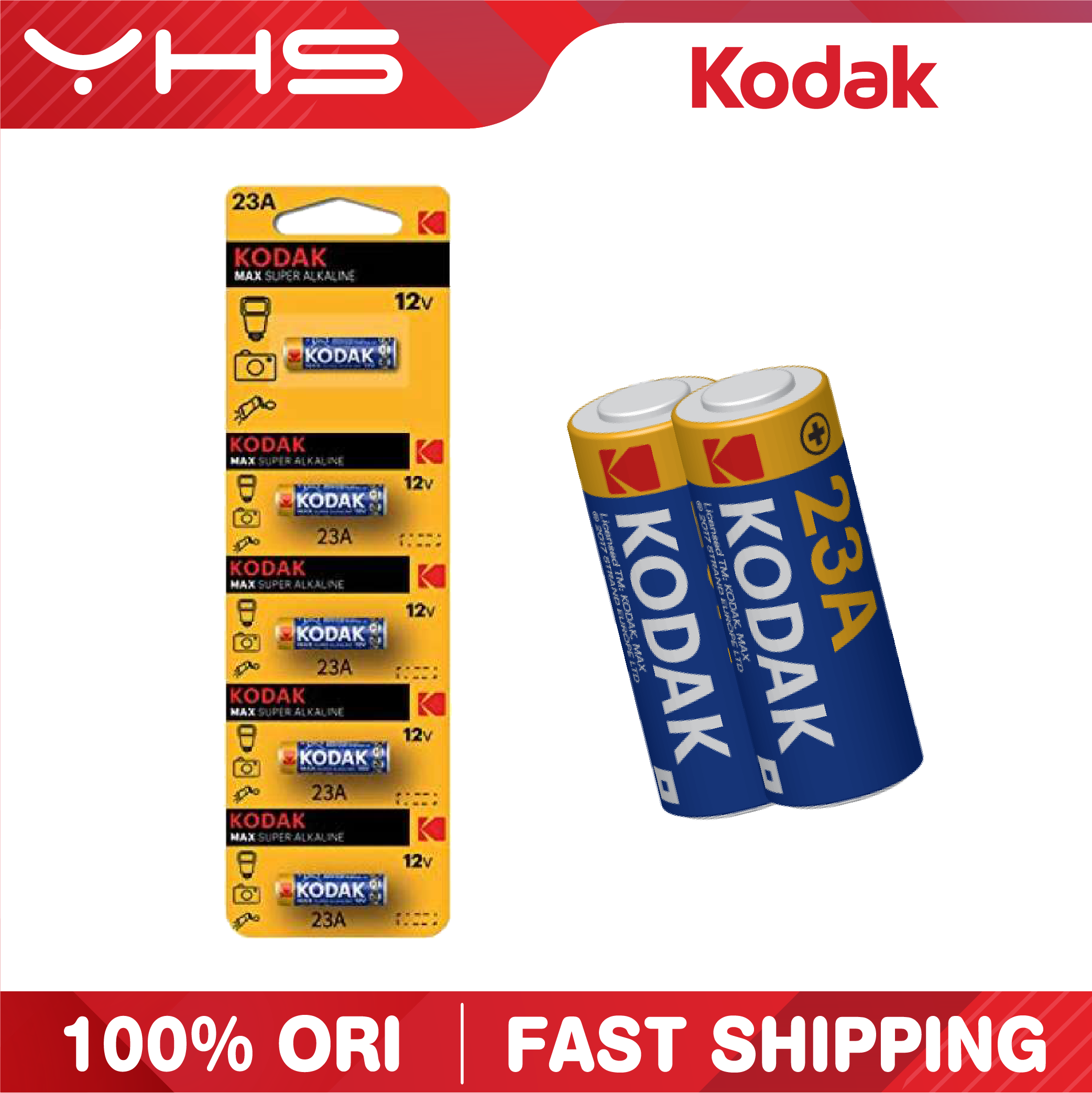 Kodak 23A / 27A Max Super Alkaline Batteries (5pcs / pack) for