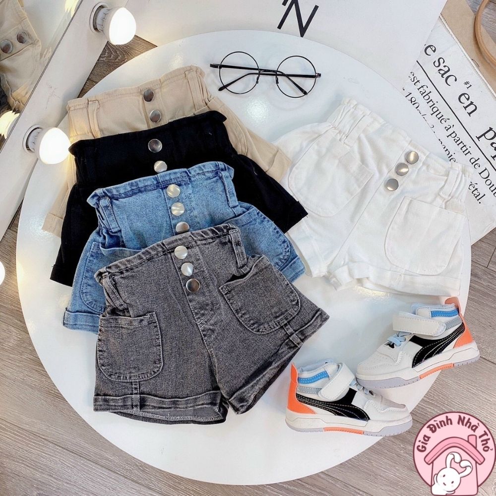 (12-30kg) Quần đùi jean bò cho bé gái