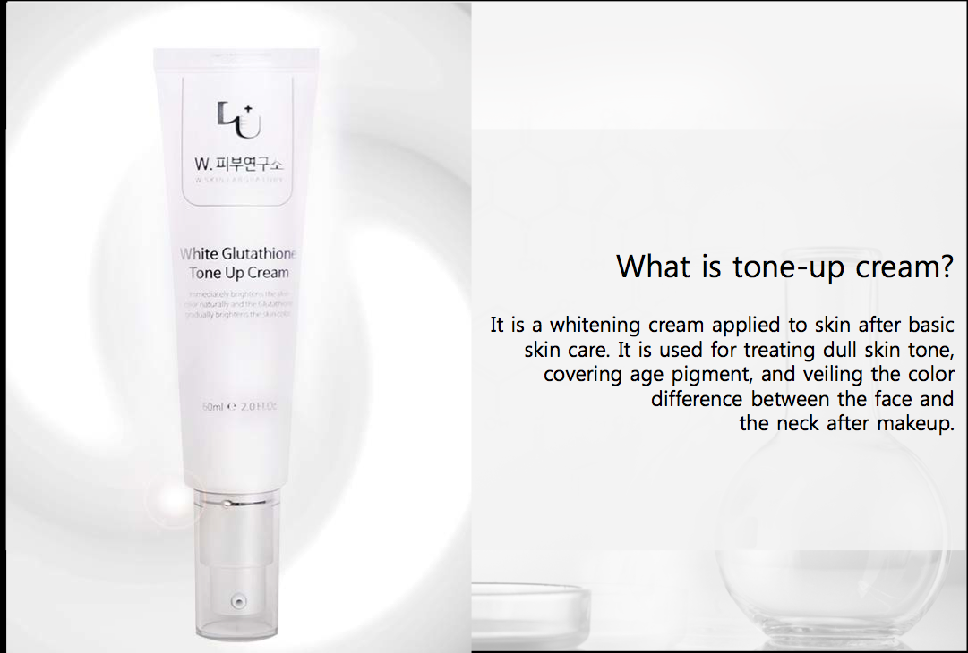 white glutathione tone up cream W. SKIN LAB White Glutathione Tone Up Cream A dual-function cream that  works to brighten the complexion and smooth fine lines and wrinkles. It  immediately brightens the skin tone upon application. Its main image 1