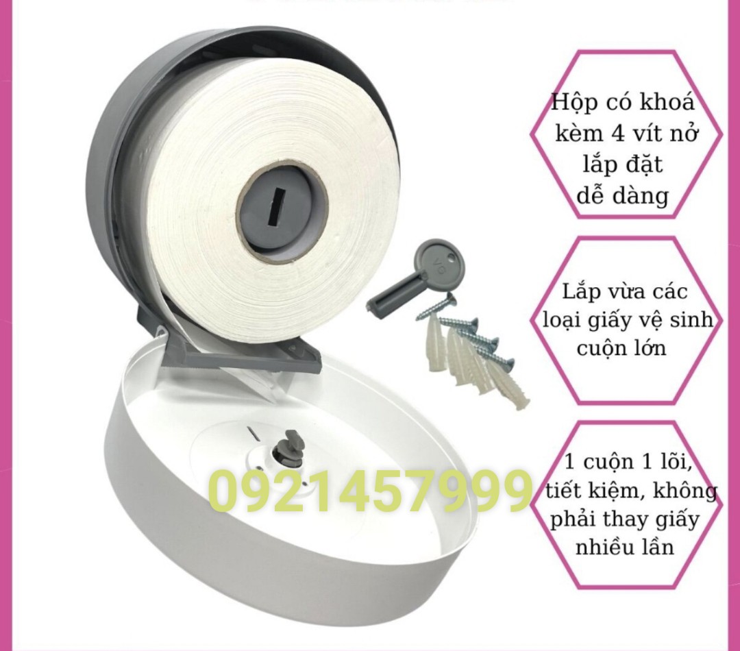 Hộp đựng giấy vệ sinh cuộn lớn - trắng