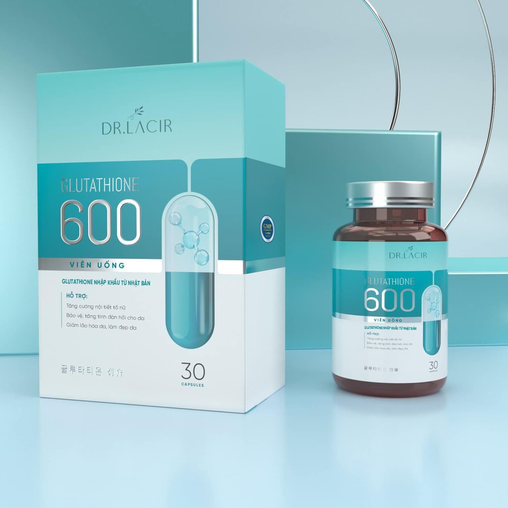 Viên uống trắng da Glutathion 600 Dr lacir giúp mờ nám, hỗ trợ làm đẹp da,  tăng cường nội tiết tố nữ estrogen