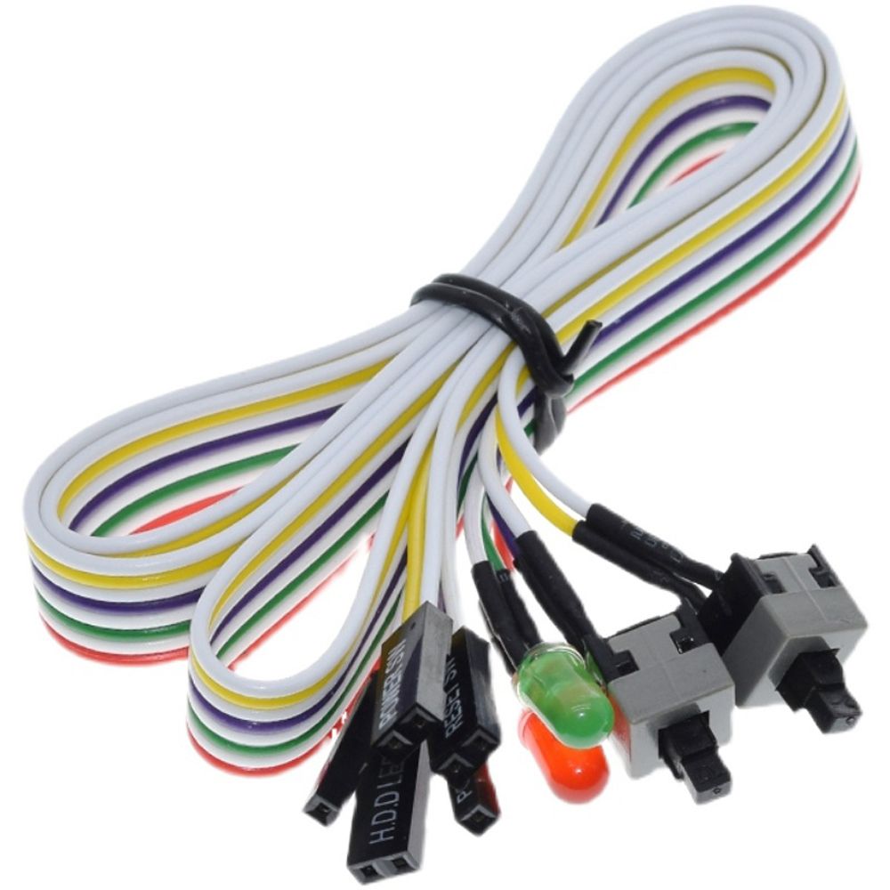 1PCS 68CM Power Cord On Off Reset ATX PC Computer On/Off/Reset Push Button Switch with LED Light Motherboard Power Cable PC Power Reset Switch. 