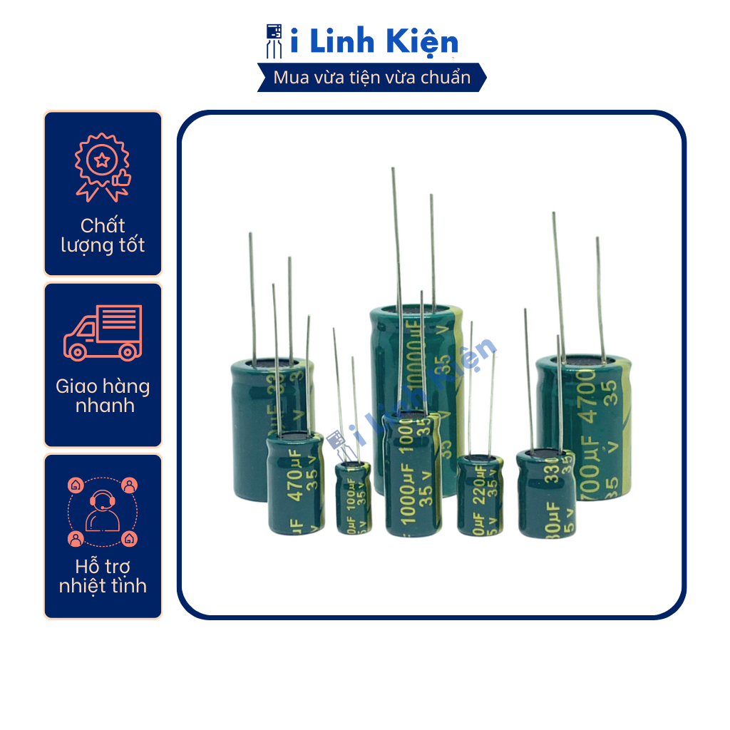 Tụ hóa 35V 100uF-10000uF Combo 10 con chất lượng cao.