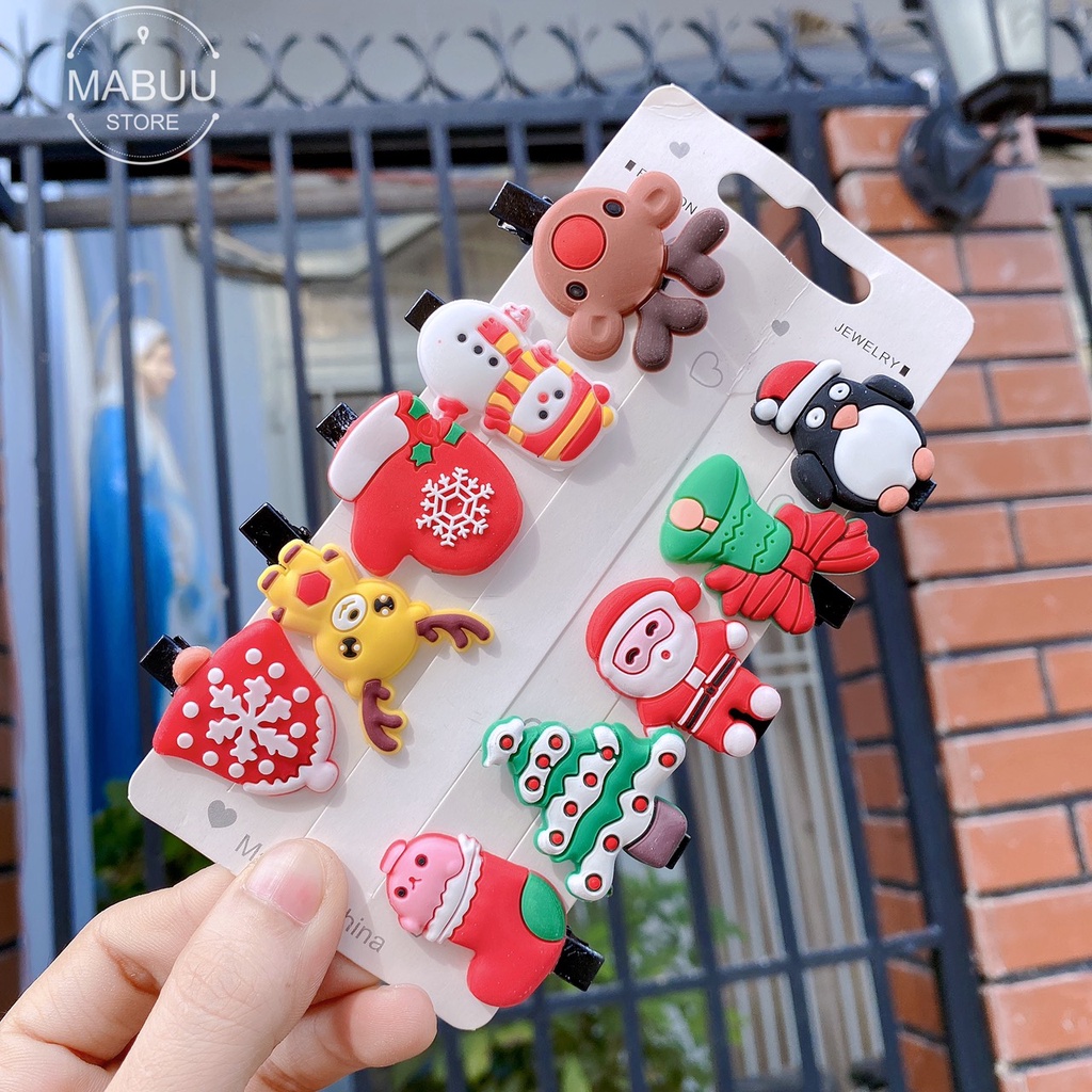 Set 10 Kẹp Tóc Giáng Sinh Đáng Yêu Cho Bé