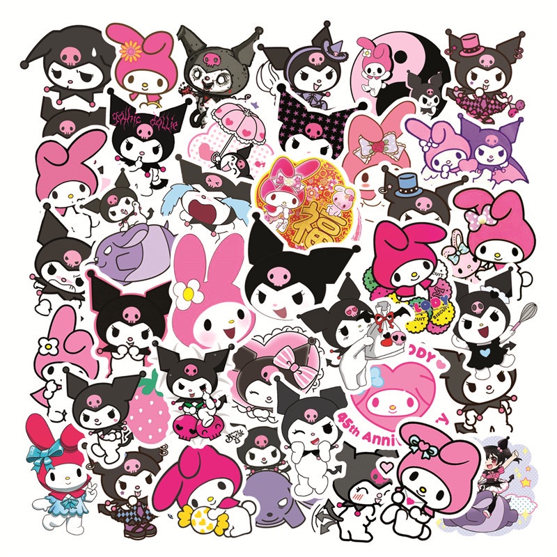 50Pcs/Set Kulomi Sanrio Doodle Stickers Cartoon Cute Decorative Stickers Set