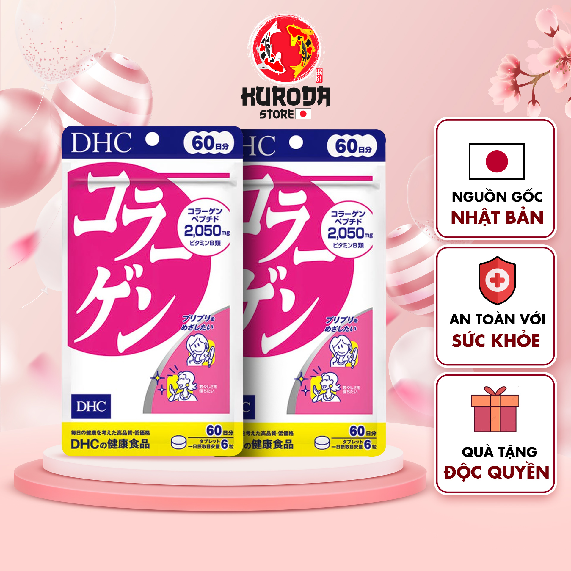 Viên uống DHC Collagen Nhật Bản đẹp da chống lão hoá 60 ngày 360 viên, thực phẩm chức năng bổ sung collagen - KURODA STORE thumbnail