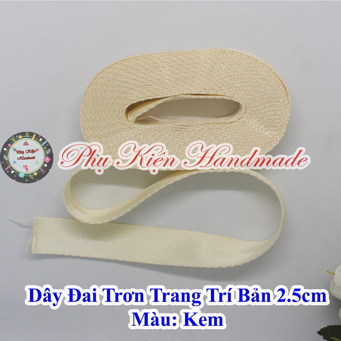 Dây đai trơn trang trí túi xách bản 2.5cm (15k/mét)