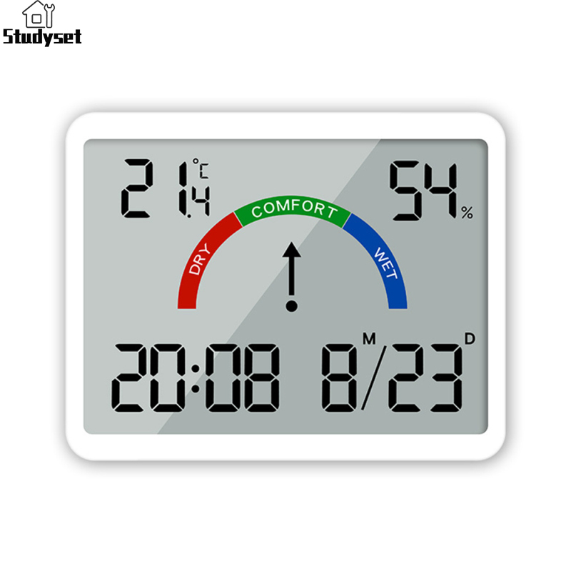 Studyset IN stock Temperature Humidity Meter Multi-function Magnetic Design Large Screen Electronic Alarm Clock Digital Thermometer Meter