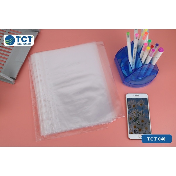 Túi sơ mi lỗ TCT 6C hàng dày đẹp lưu trữ hồ sơ giấy tờ, Tập 100c sơ mi đục lỗ lưu trữ tài liệu