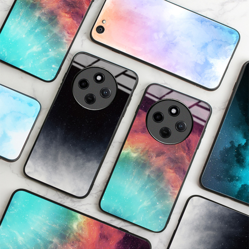 For Redmi 14C Case Tempered Glass mirror Protector Starry Sky Couple For Xiaomi Redmi 14C Back cover Phone Cases. 