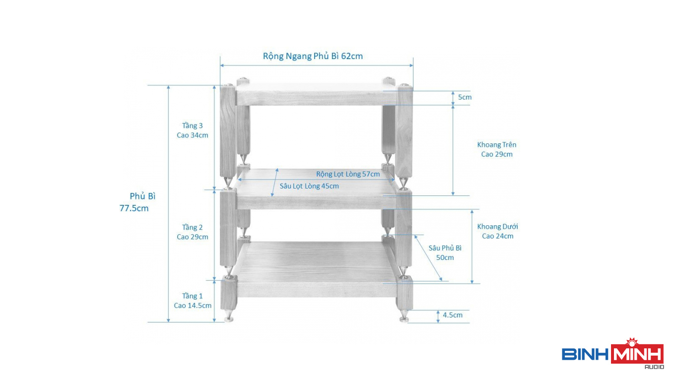 Kệ Audio Gỗ Gõ Đỏ 2 Tầng
