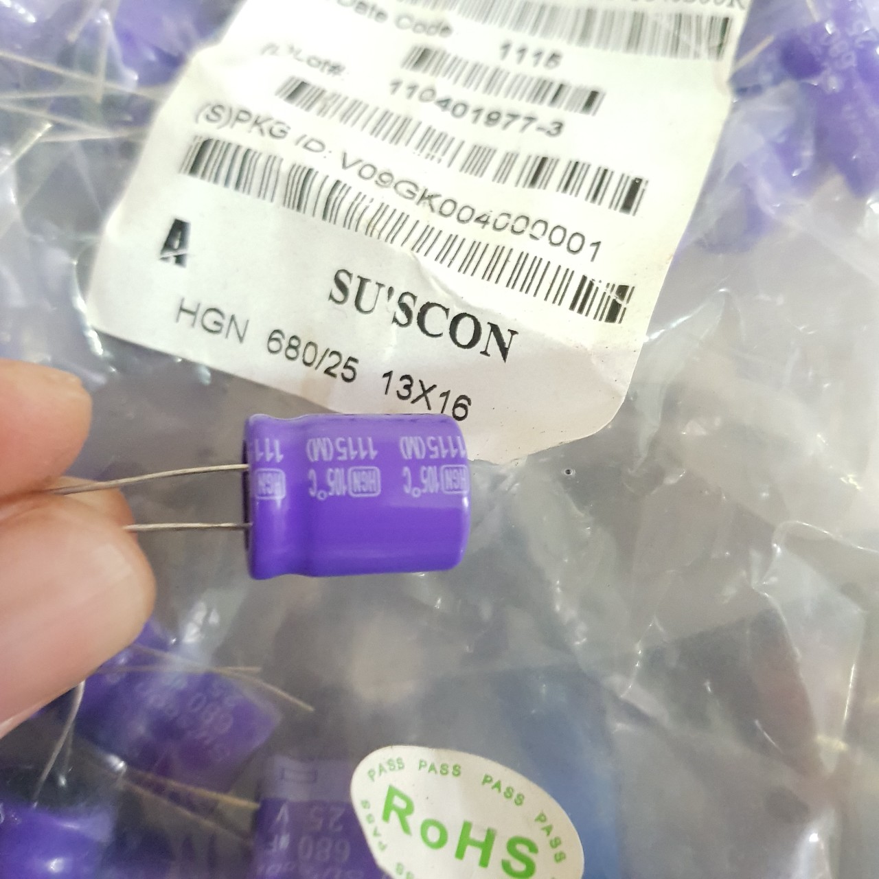 Tụ Hóa 680uF 25V 13x17MM Hãng SUscon