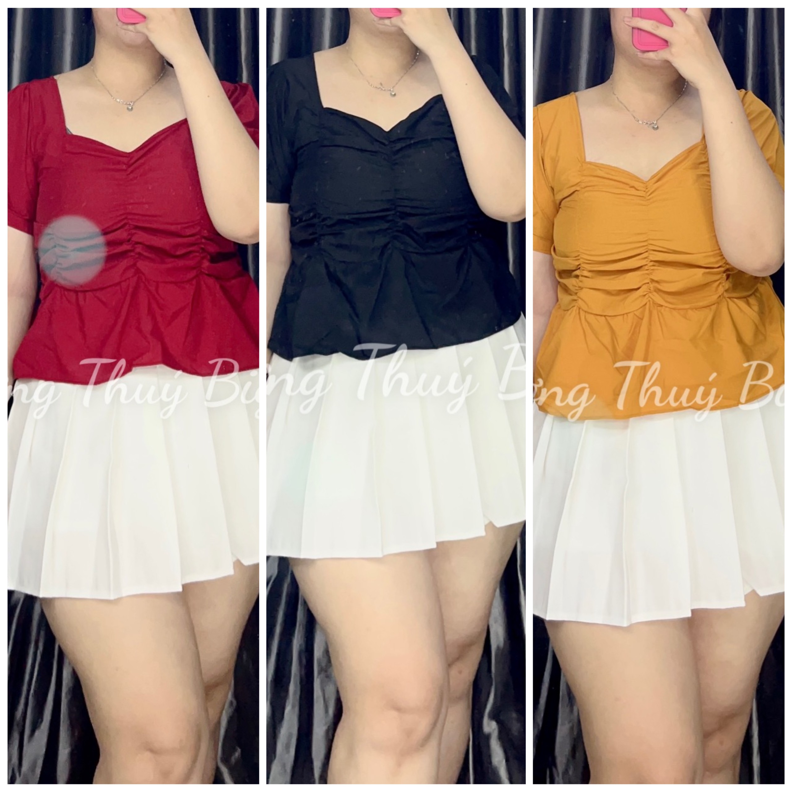 ÁO KIỂU NHÚN THUN CHẤT LỤA NỮ BIGSIZE (ẢNH MẪU CHỤP TẠI SHOP).