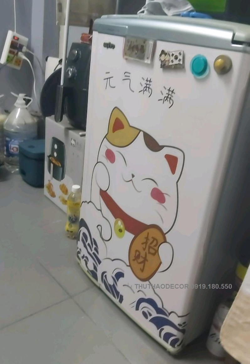 [HCM]Giấy Decal Dán Tủ Lạnh MÈO THẦN TÀI (NHẠT) - THUTHAODECOR