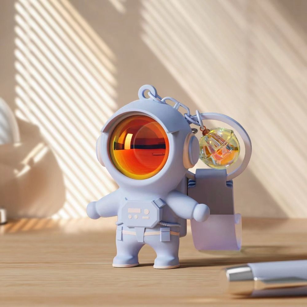 Cute Cartoon Spaceman Light Glowing Keychain Sunset Light Luminous Key  Chain Female Space Astronaut Couple Bag Charm Pendant
