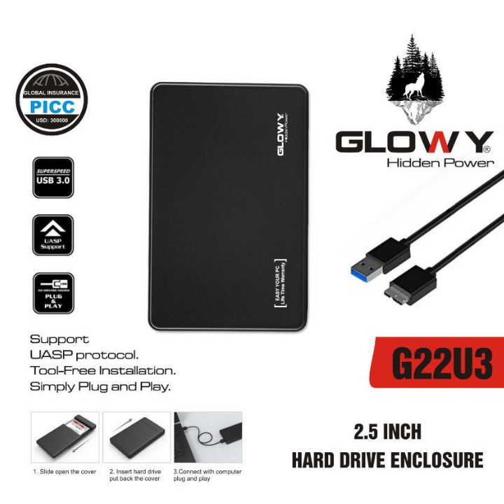 Box ổ cứng Glowy G22U3 Sata3 - Dùng cho SSD HDD 2.5 - TẶNG BAO DA XỊN thumbnail
