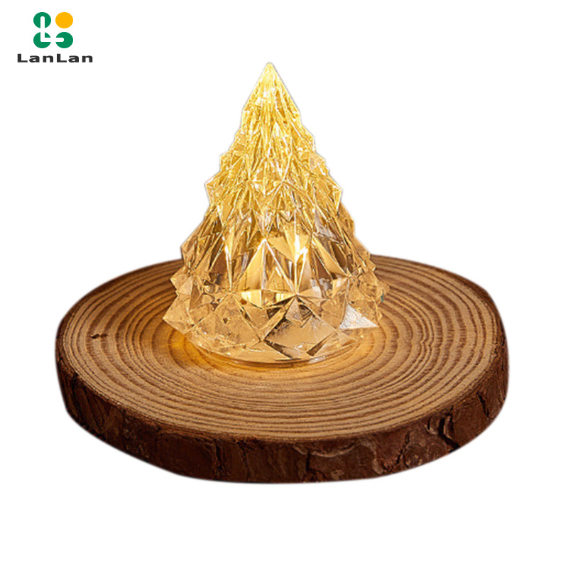 Led Iceberg Ambiance Lights Built-in Button Battery Eye-Protection Crystal Mini Christmas Tree Light